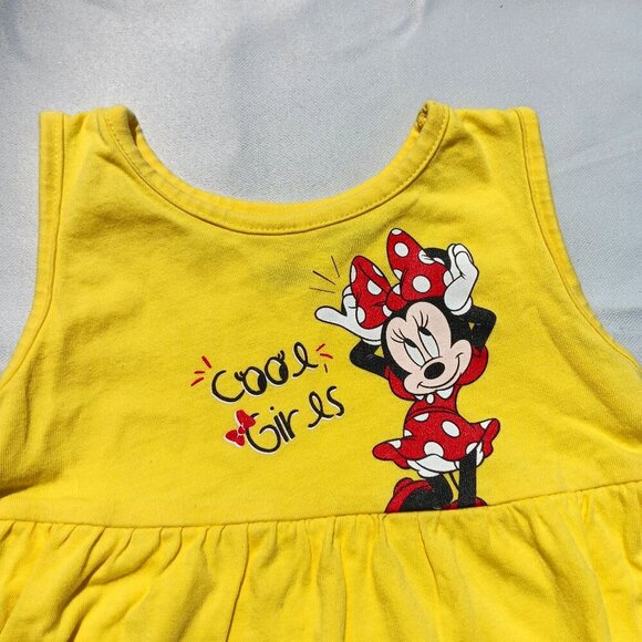 Disney Minnie Mouse Cool Girls Yellow A-Line Tank Dress Baby Toddler 12-18 Month - Picture 1 of 6